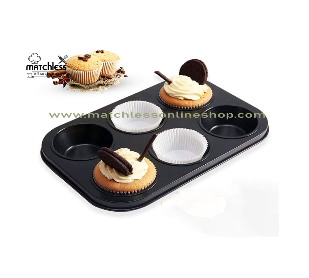 Silicone Molds [Muffin, 6 Cup] Cupcake Baking Pan - Free Paper Muffin Cups  - Non Stick, BPA Free, 100% Silicon & Dishwasher Safe Silicon Bakeware Tin
