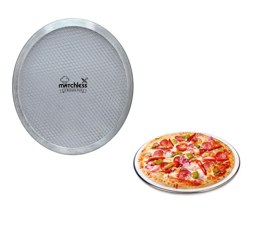 Vosarea 9Pizza Screen Aluminium Pizza Pan Round Chefs Baking Screen Seamless-Rim grado comercial Microondas Crispers 1 Piece Pack 